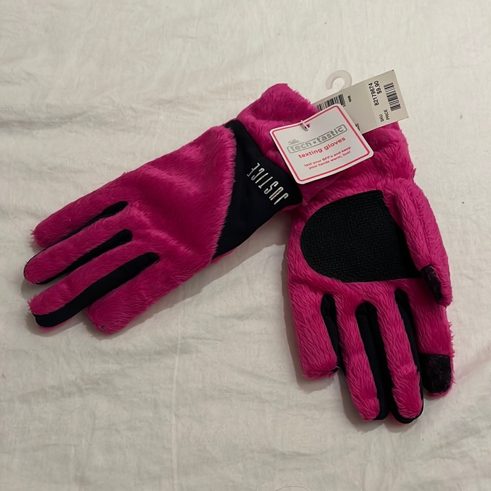 Justice girls hot pink texting gloves (one size fits all)